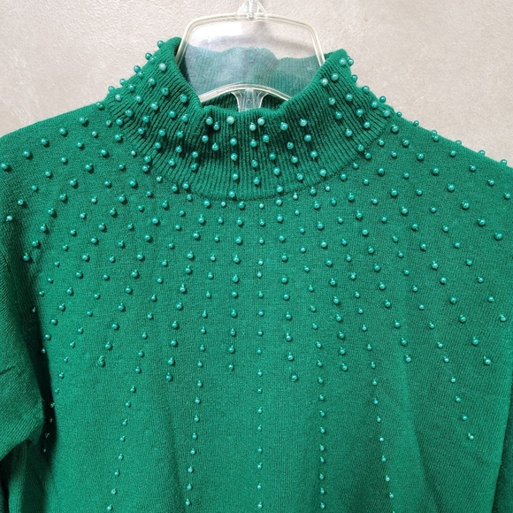 Vintage BFA Classics Green Beaded Sweater Size M - Picture 6 of 8